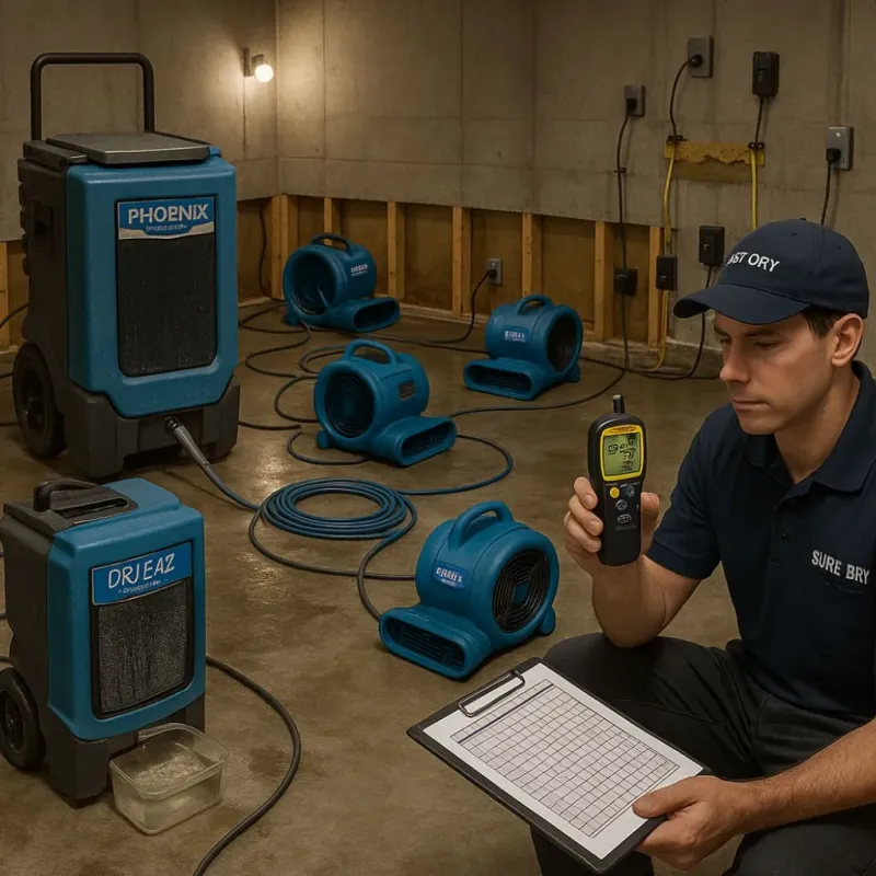 Structural Drying and Dehumidification process in Franklin, OH